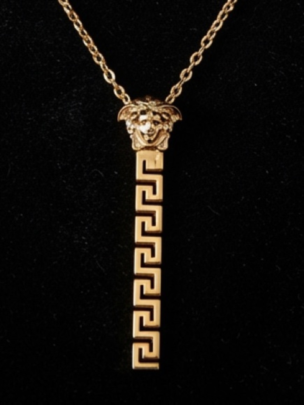 Gold Tone Bar Pendant Necklace